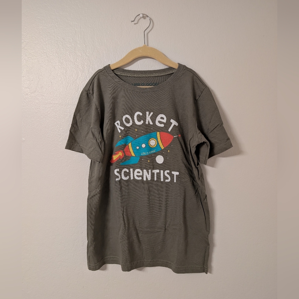 Life Is Good Kids Rocket Scientist Tee - Charcoal
